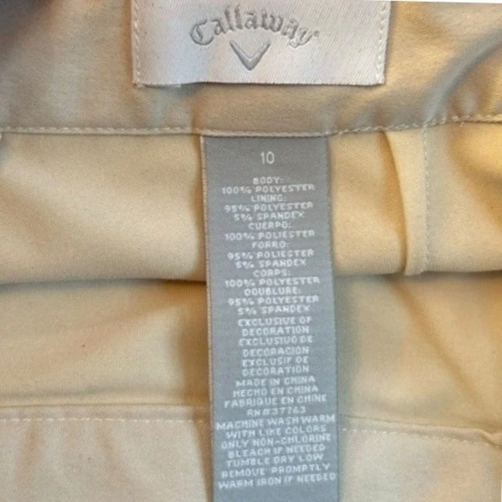 Callaway Golf Skort 10 Beige Cream Khaki Logo Zip Pockets Tenniscore Sport 2010s